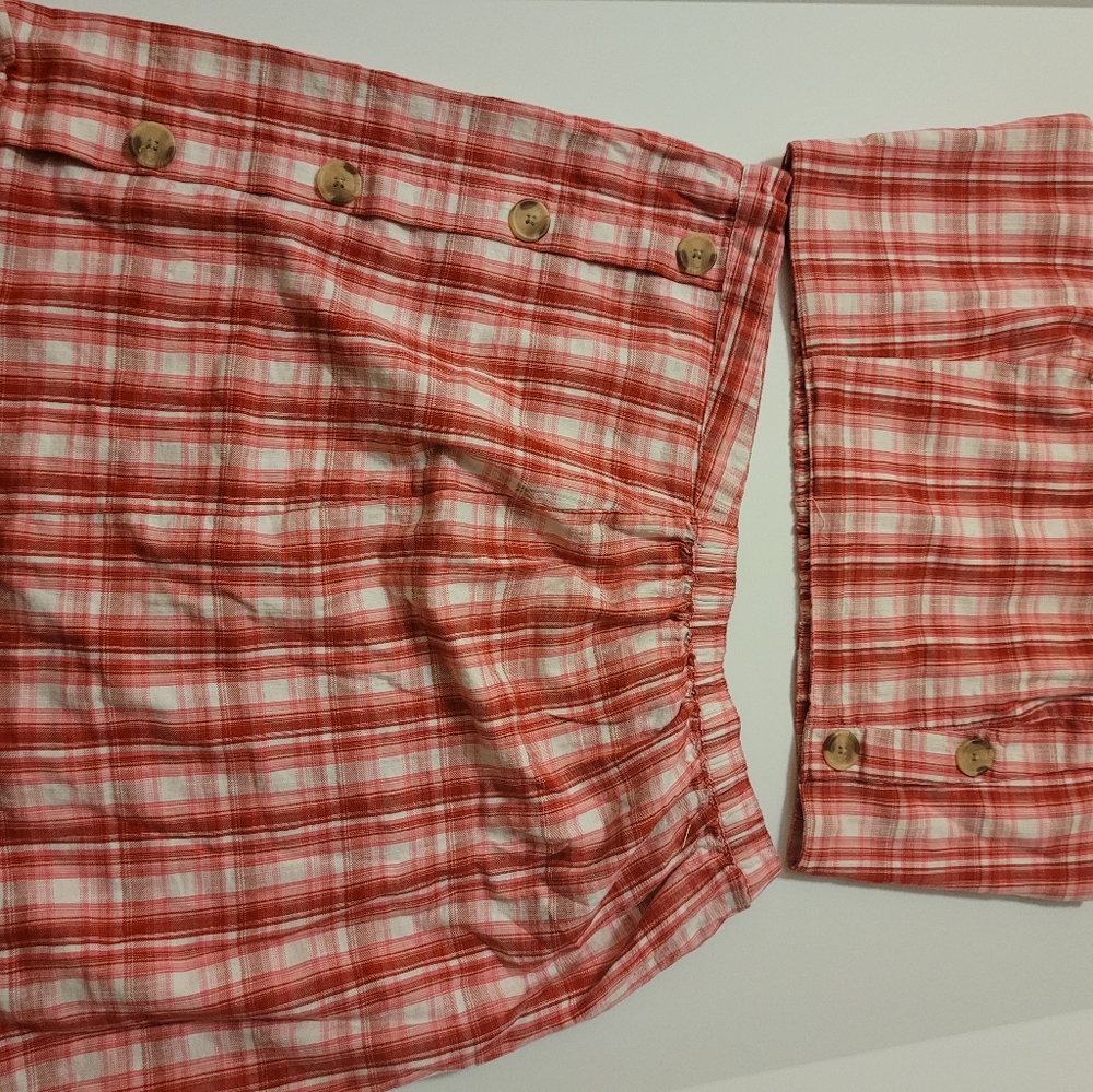 2 piece plaid skirt and crop tube top